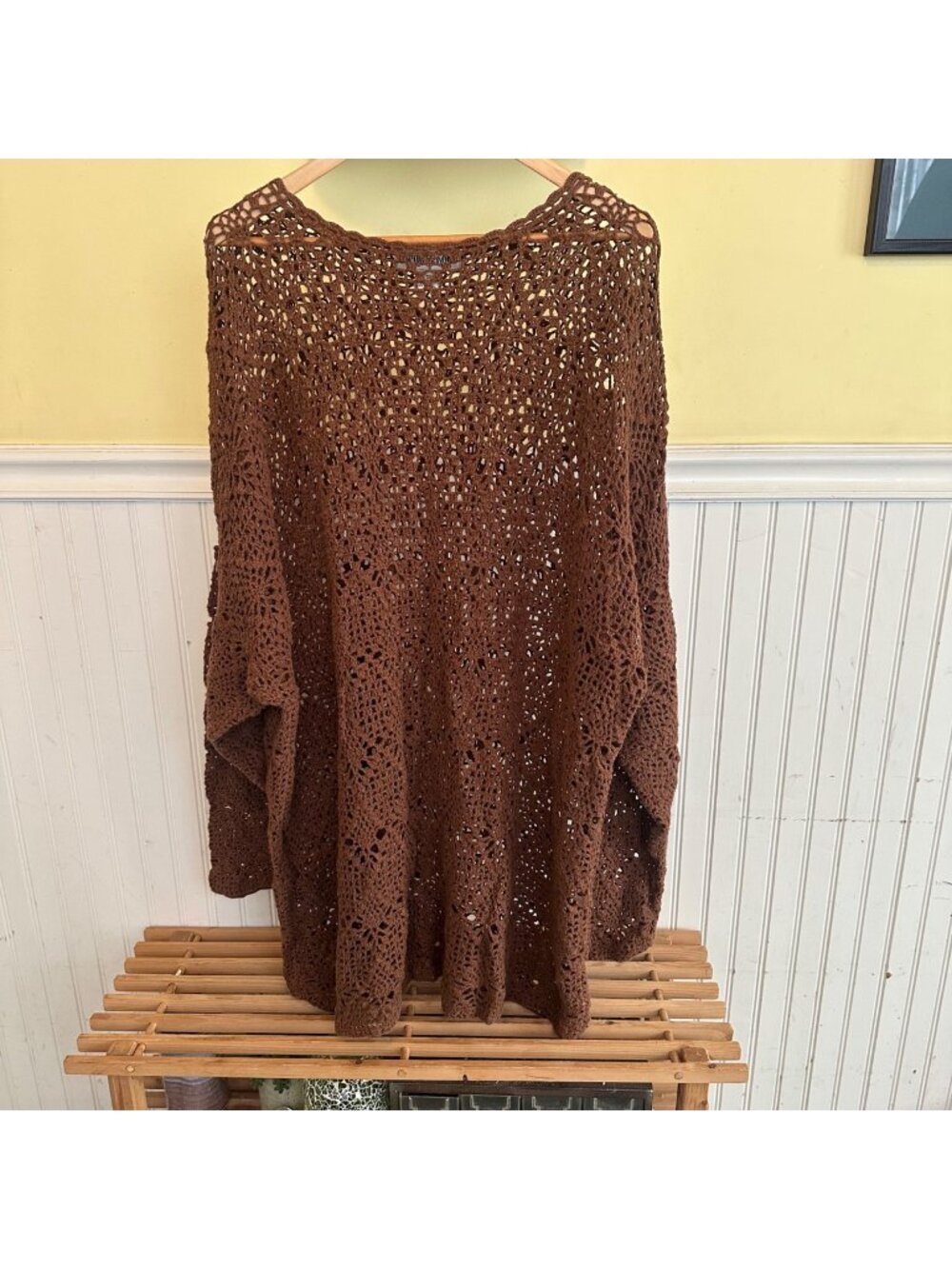 Jacque & KoKo Brown Open Knit Sweater Tunic 26/28 Vintage Plus size tunic